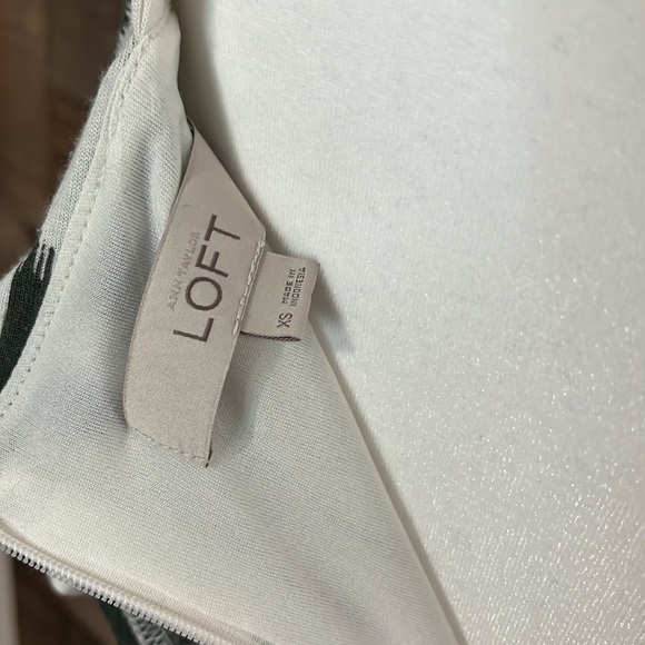 Loft Patterned Olive Green Knit Dress Midi Back Zipper XS - Picture 4 of 5